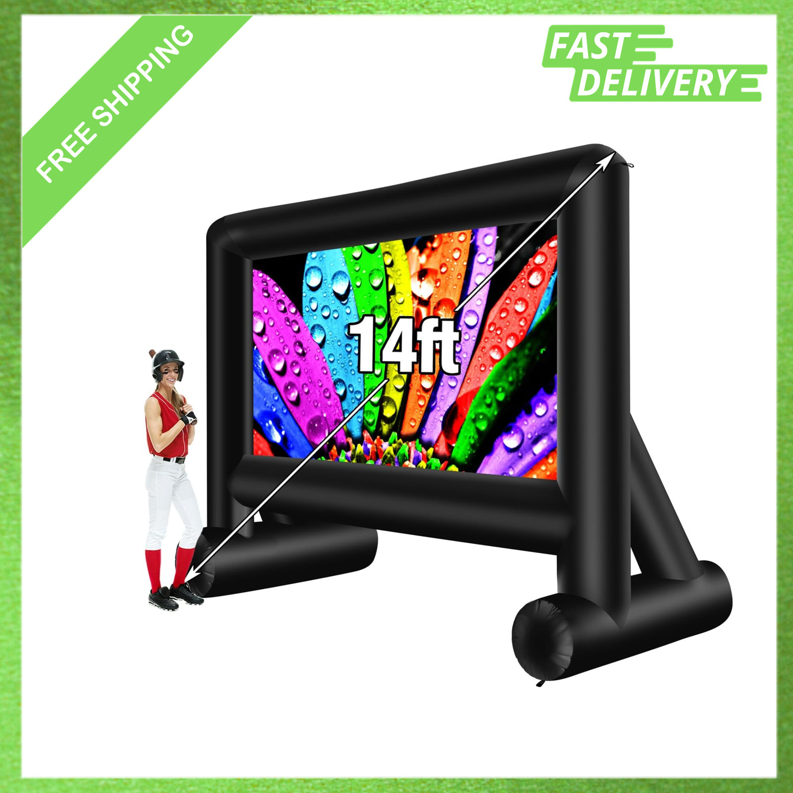 Inflatable Projector Screen 14ft Outdoor Movie Screen with Air Blower and