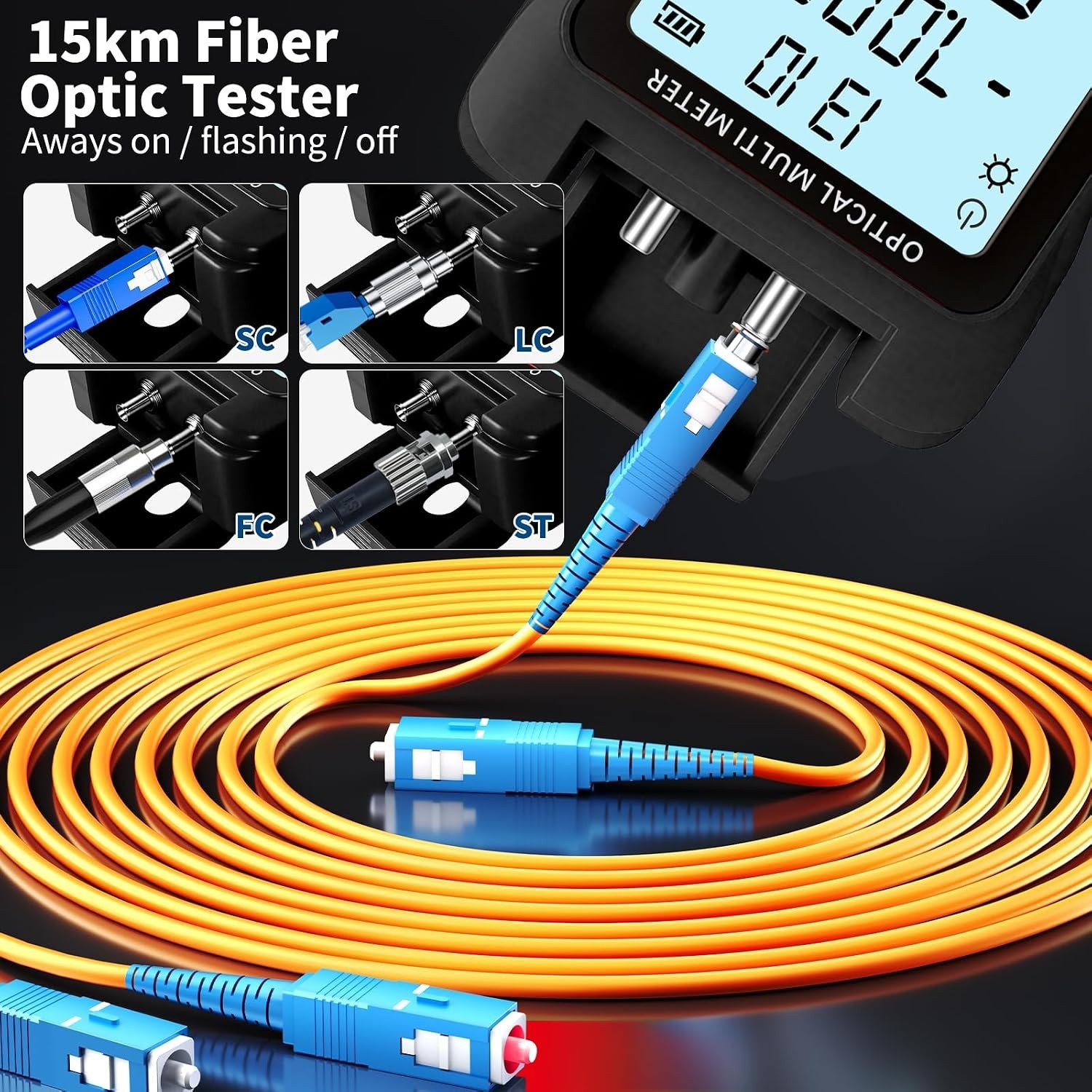Portable 5-in-1 Network Tester with Optical Power Meter & Fault Locator Function