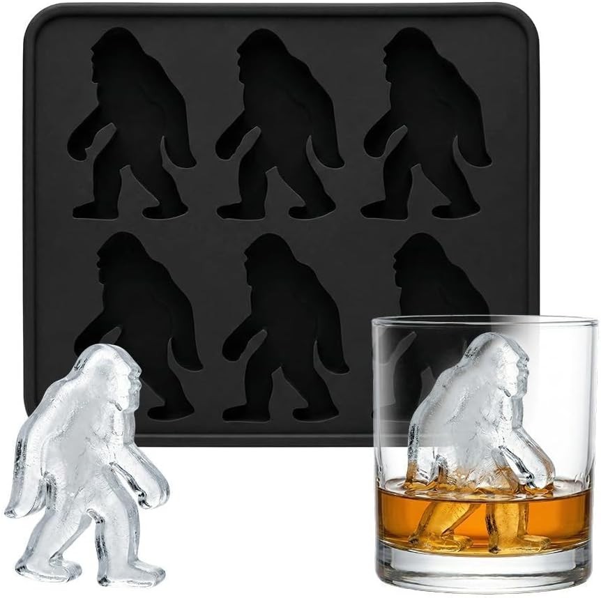 Silicone Ice Cube Mold Tray with Lid 6-Cavity Bigfoot Monster Ice Cube Maker for