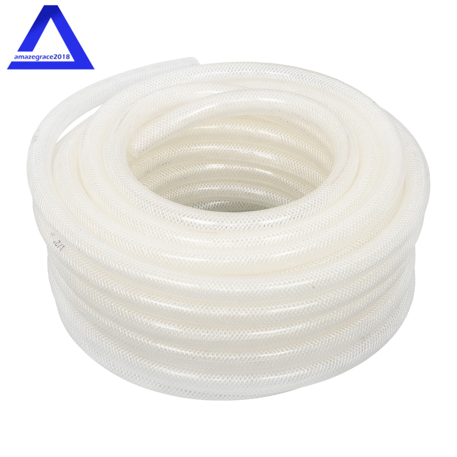 1/2’’ ID × 3/4’’ OD - 50 ft Braided Clear PVC Tubing, Working Pressure 15 Bar