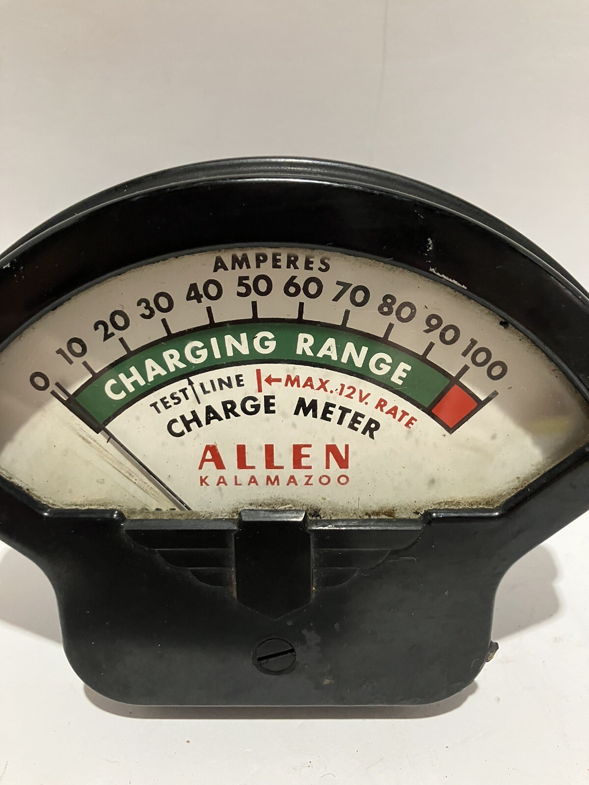 Charge Meter, Allen Kalamazoo, 7985, Black Bakelite, 12 VDC