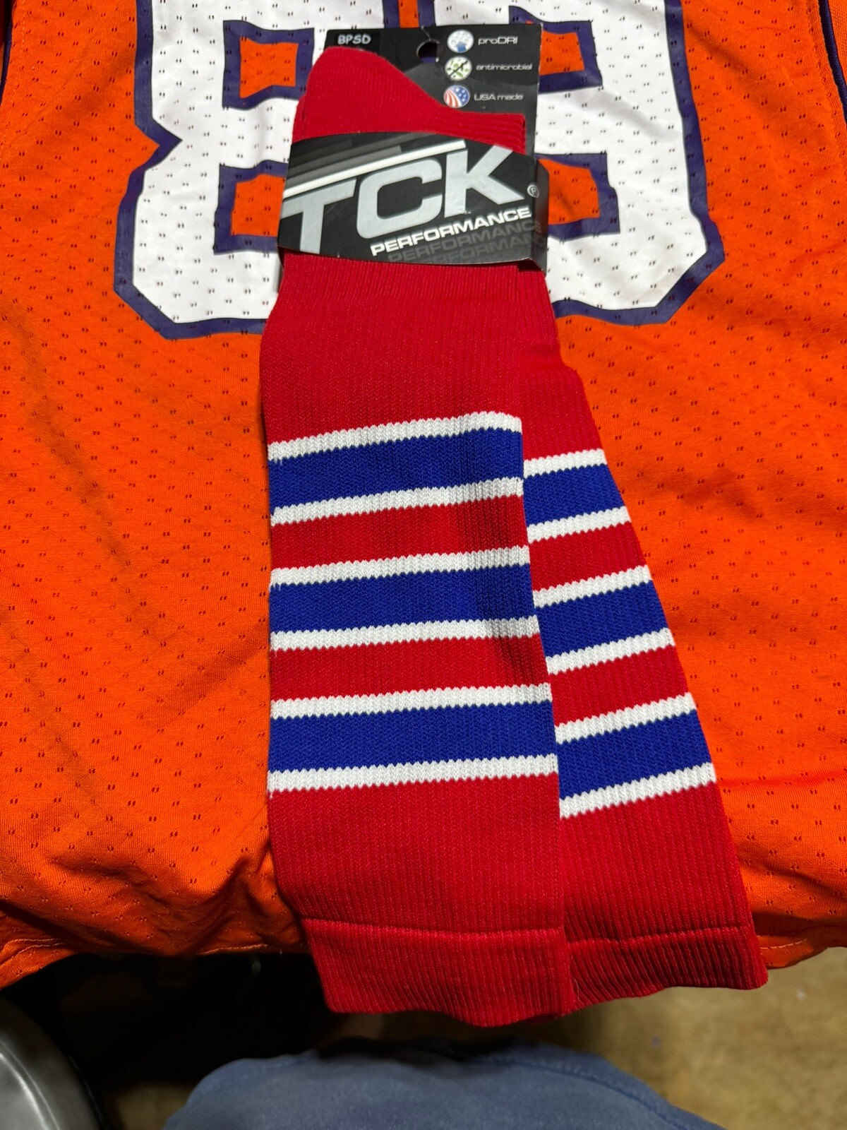 TCK Baseball Socks Medium Adult Red And Blue  USA
