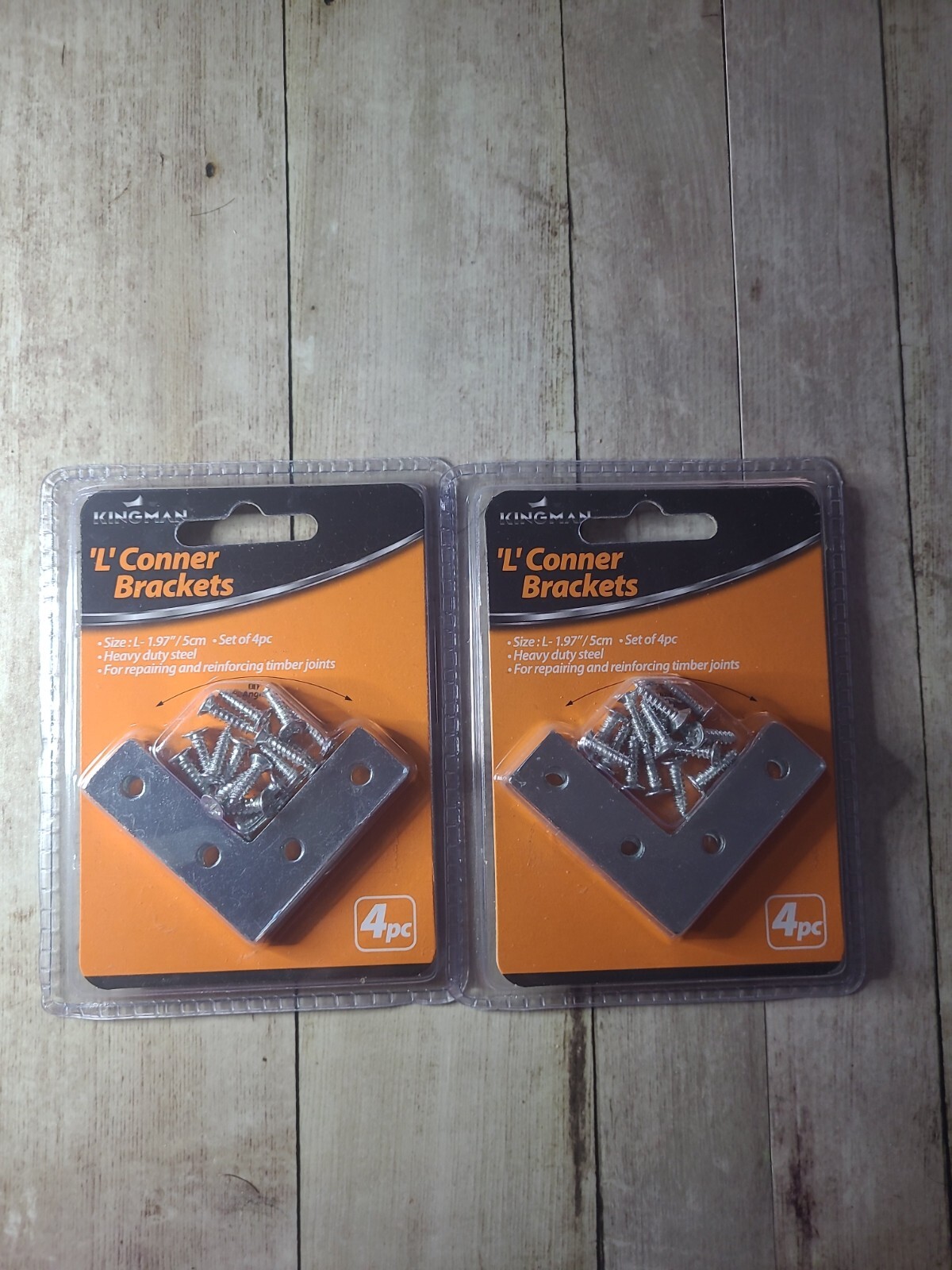8 Pcs 1.97" inch/5cm "L" Conner Steel Brackets w/ Screws 4 pcs X 2 packs = 8pcs