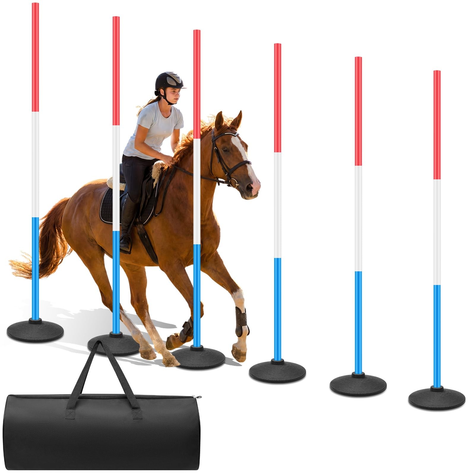 Motionchic 6 Pcs 6ft Pole Bending Poles for Horses, Heavy Duty Agility Poles ...