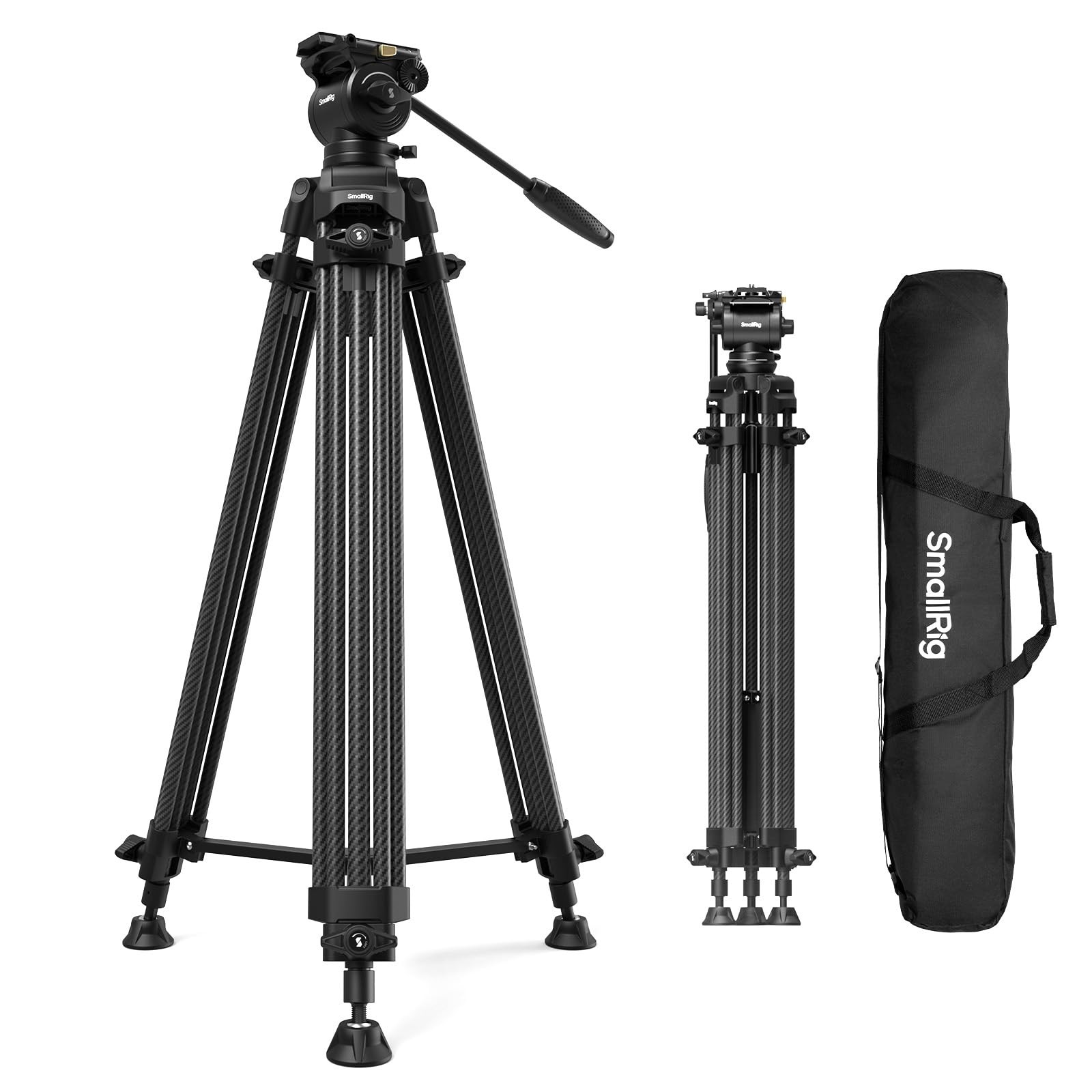 AD145441 73 Inch/185cm Carbon Fiber Video Tripod Fluid Head 10kg 2.7kg