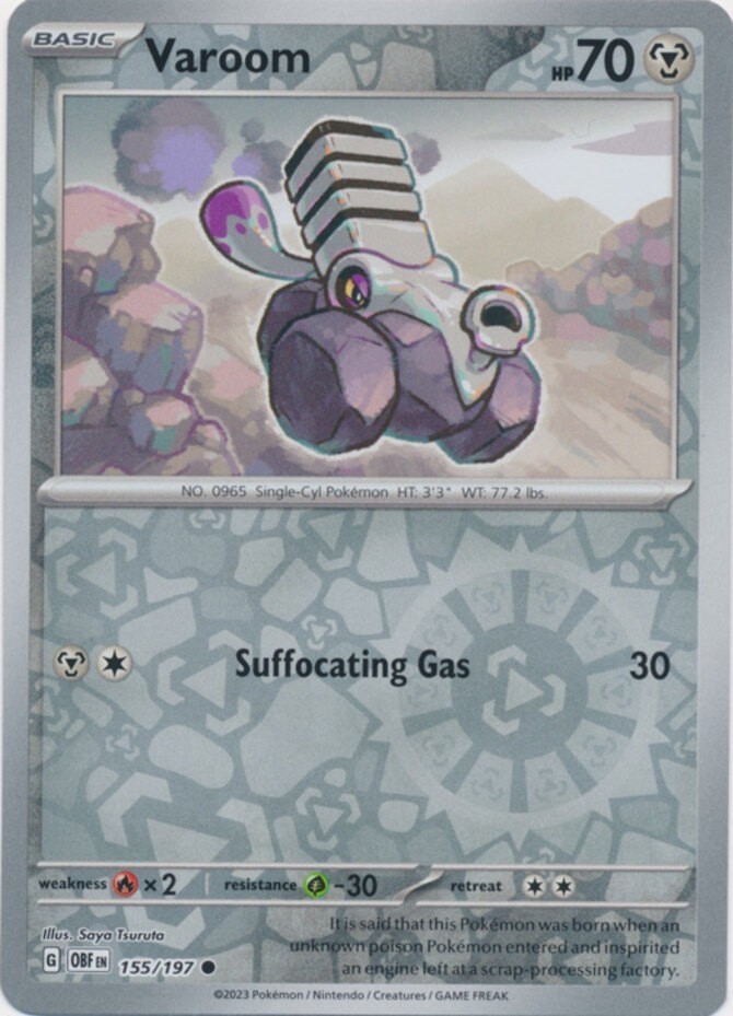 Pokemon - Obsidian Flames - 155/197 - Varoom - Reverse Holo - NM/M