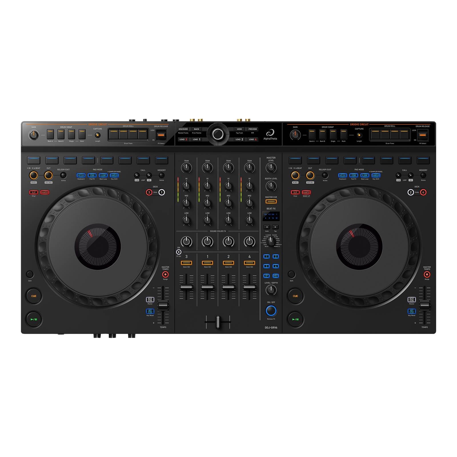 AlphaTheta DDJ-GRV6 4 Channel DJ Controller w 12" Speakers Package