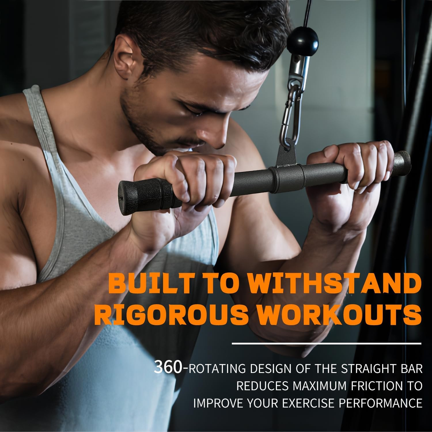 Straight Bar, Pull down Bar 360 Rotating, Lat Pulldown Attachments Cable Attachm