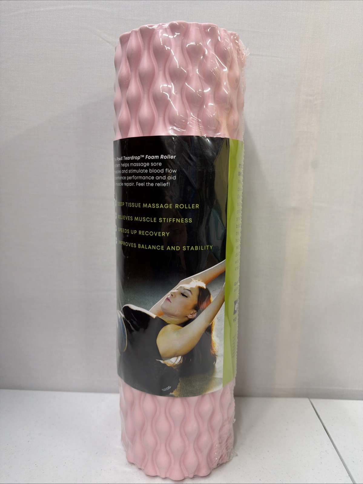 PowX 18" Teardrop Foam Roller for Deep Tissue and Muscle Massage, Gray, BNIB