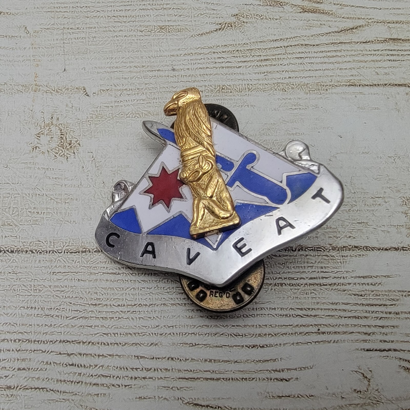 Vintage US Military Pin - Army 172nd Infantry Brigade Motto CAVEAT