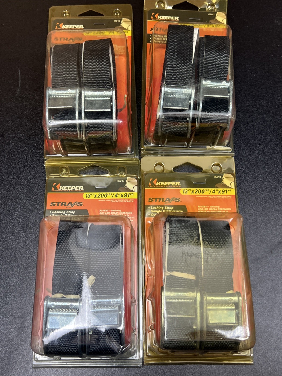 Keeper 1 in. W x 13 ft. L Black Lashing Strap 200 lb. 4 Pack Lot