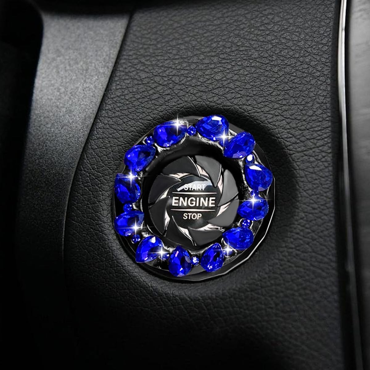 Bling Crystal Car Push Start Button Cover, Shiny Rhinestone Auto Engine Start St