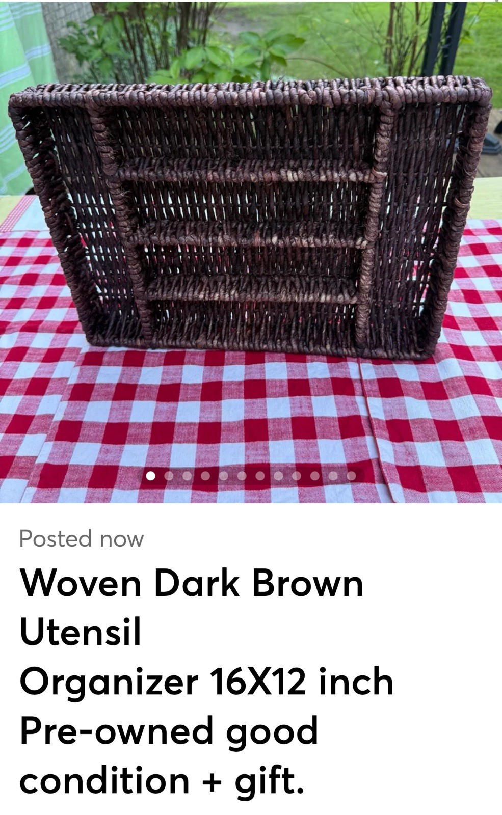 Woven Dark Brown Utensil Organizer 16X12 inch Comes With Free Gift .