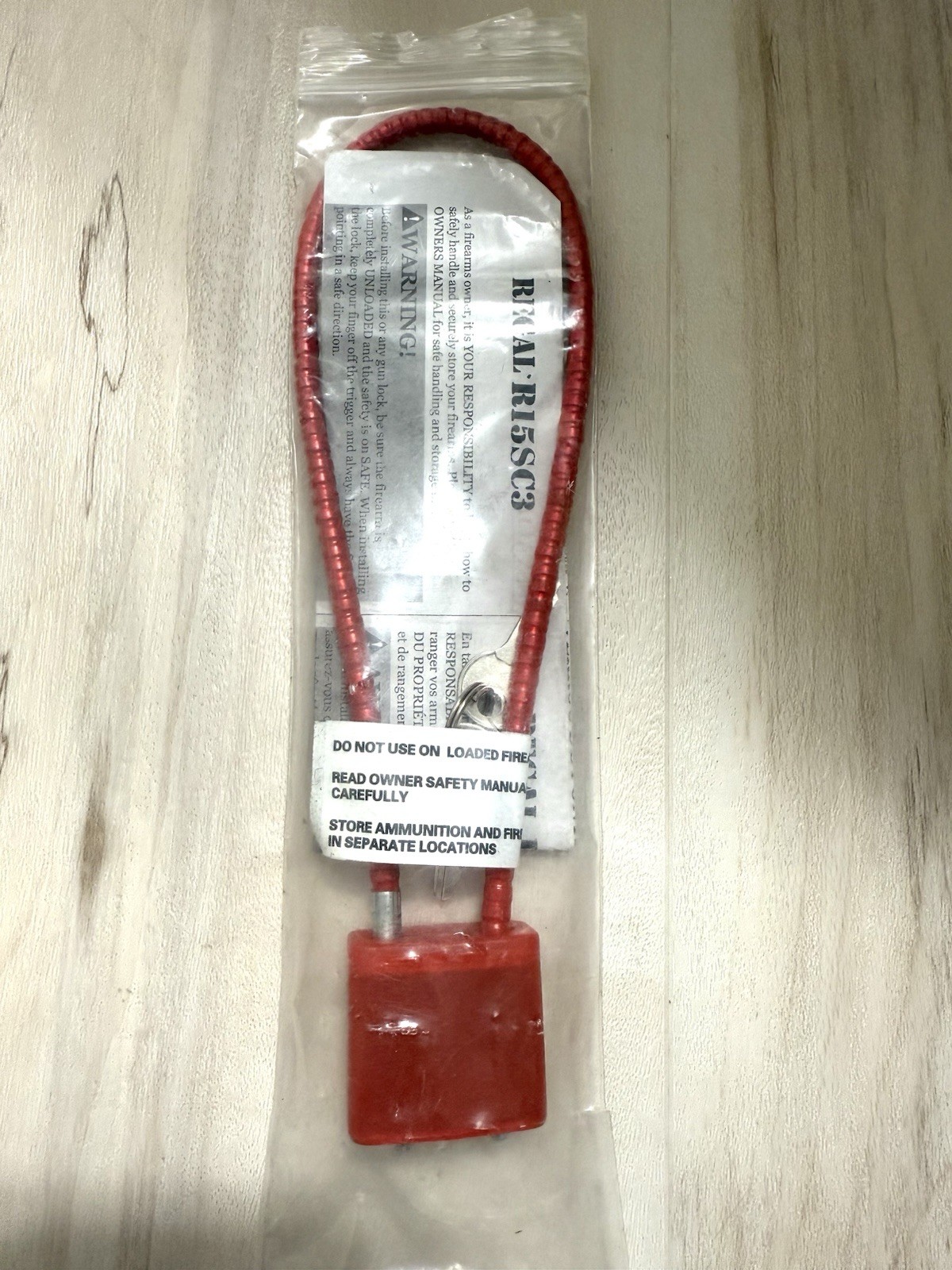 Regal Firearm Gun Safety Cable Lock R15SC3  (RED) *Brand New* 2 Keys