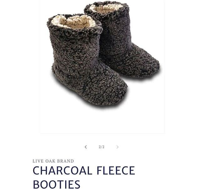 LIVE OAK BRAND ADULT FLEECE BOOTIES Charcoal Black Slippers Women's Size Small