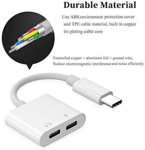 2 IN 1 USB C Type C to 3.5mm Headphone Jack Charging Cable Adapter For Samsung