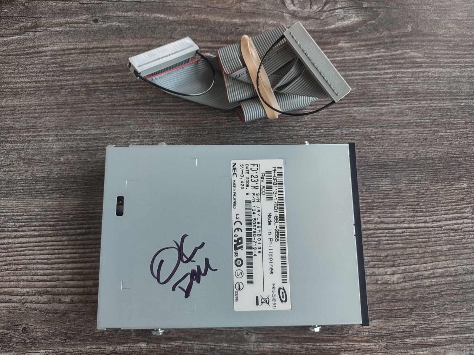 NEC FD1231M 3.5” 1.44MB Internal Floppy Disk Drive IDE PC Cord & Faceplate WORKS