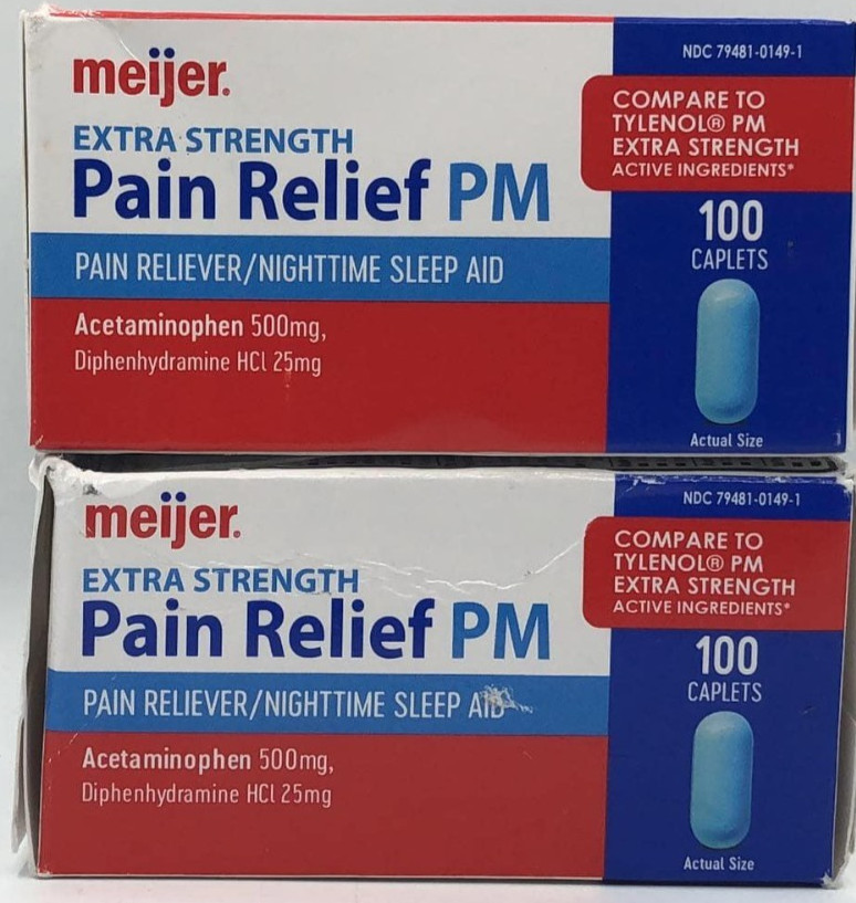 2PK Pain Relief Pm 500 MG ~ 100 Caplets Each ~ EXP 7/27 ~ FAST SHIP ~ NEW