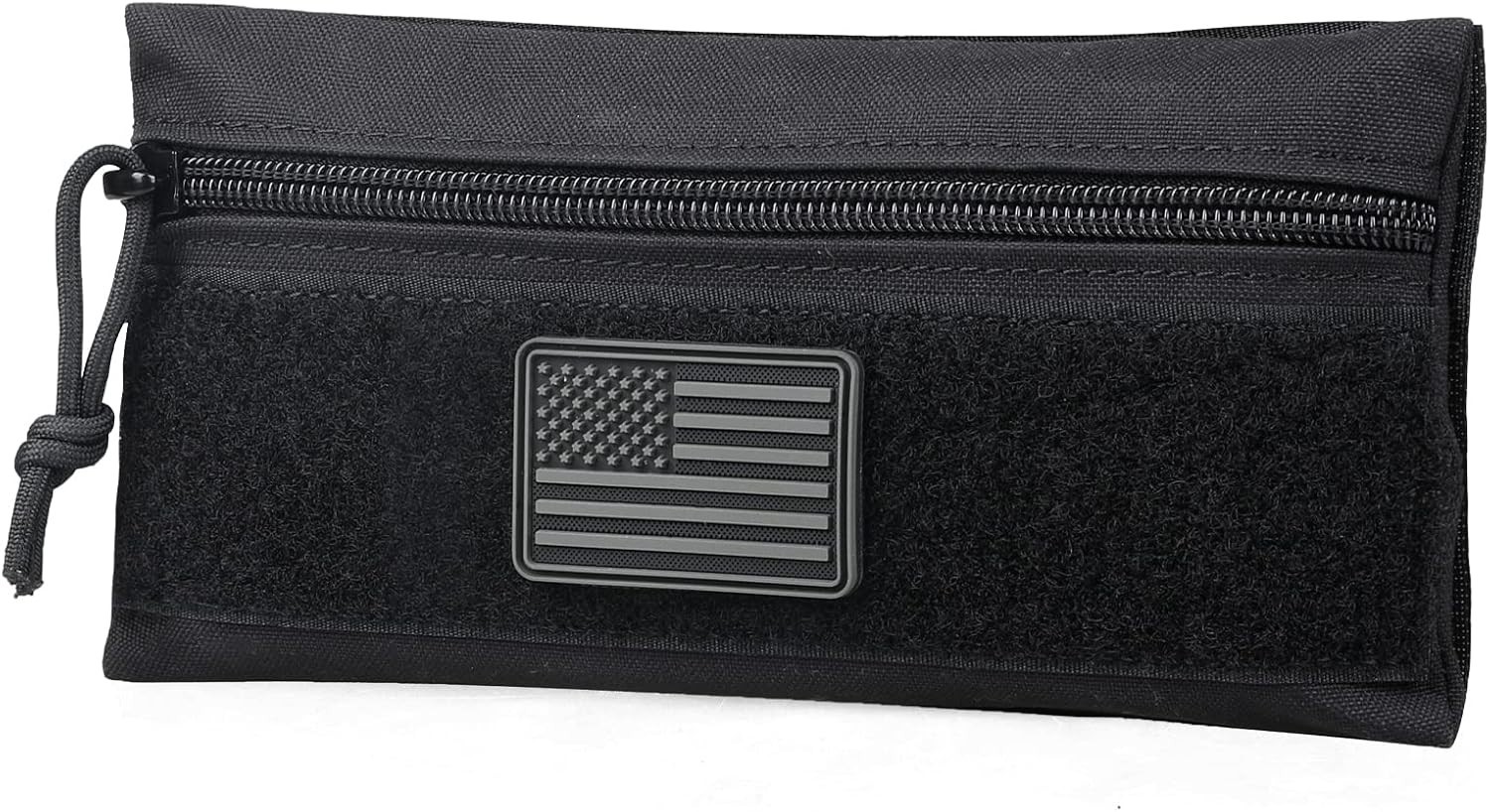 Tactical Zipper Pouch Utility Organizer Bag Insert Nylon Black with Hook Backing