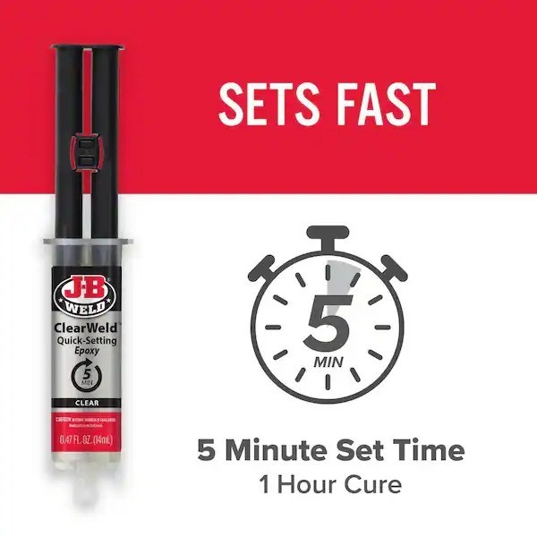 JB Weld 50114 ClearWeld Quick Setting Epoxy, Clear 0.47 oz.