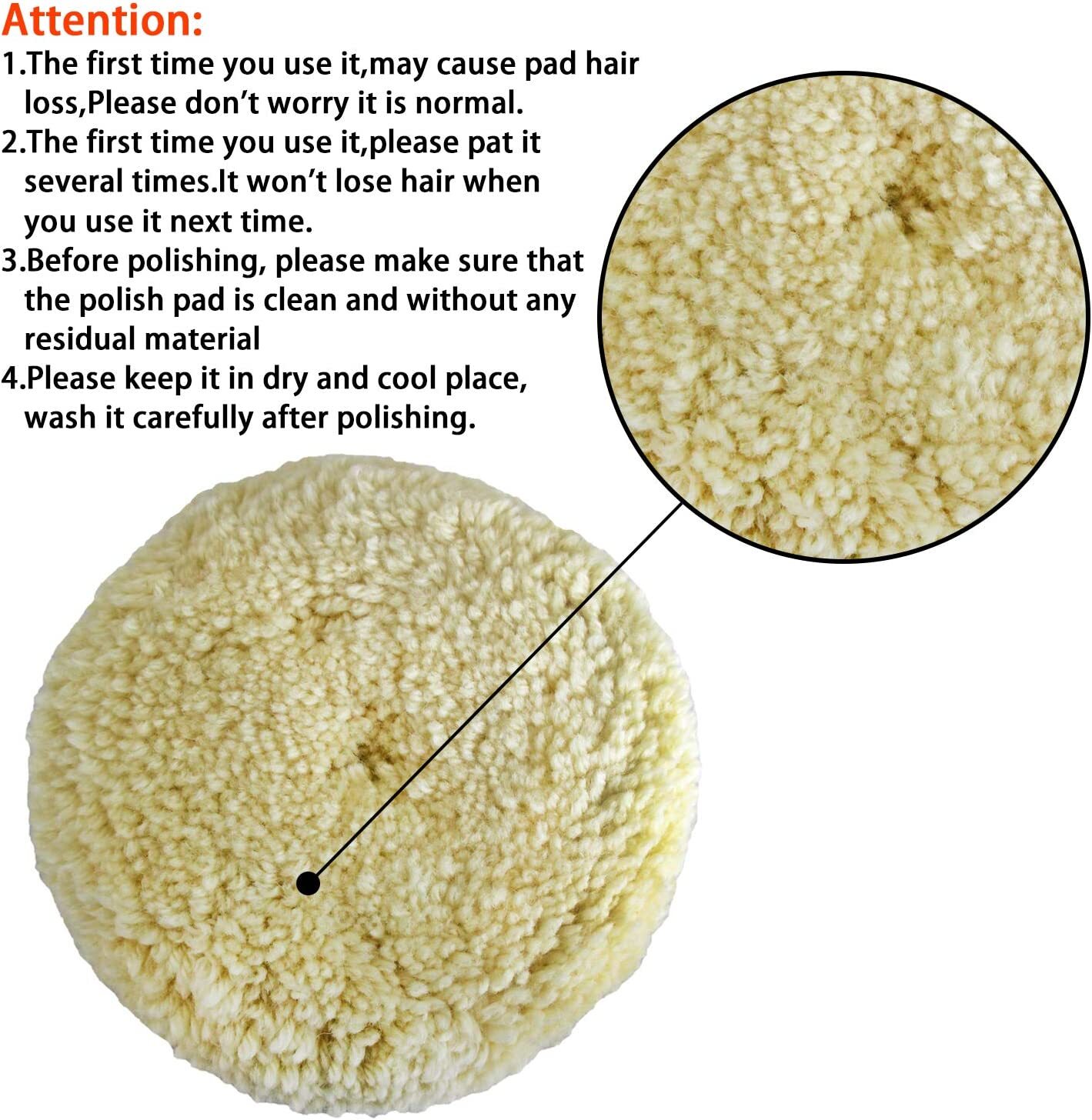 wool pads buffing 3in-7In 100% Natural Wool Hook & Loop for Compound Cutting pad