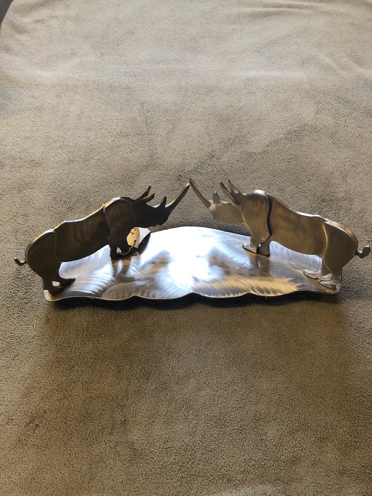 Two Stainless Steel Rhinoceroses Sculpture