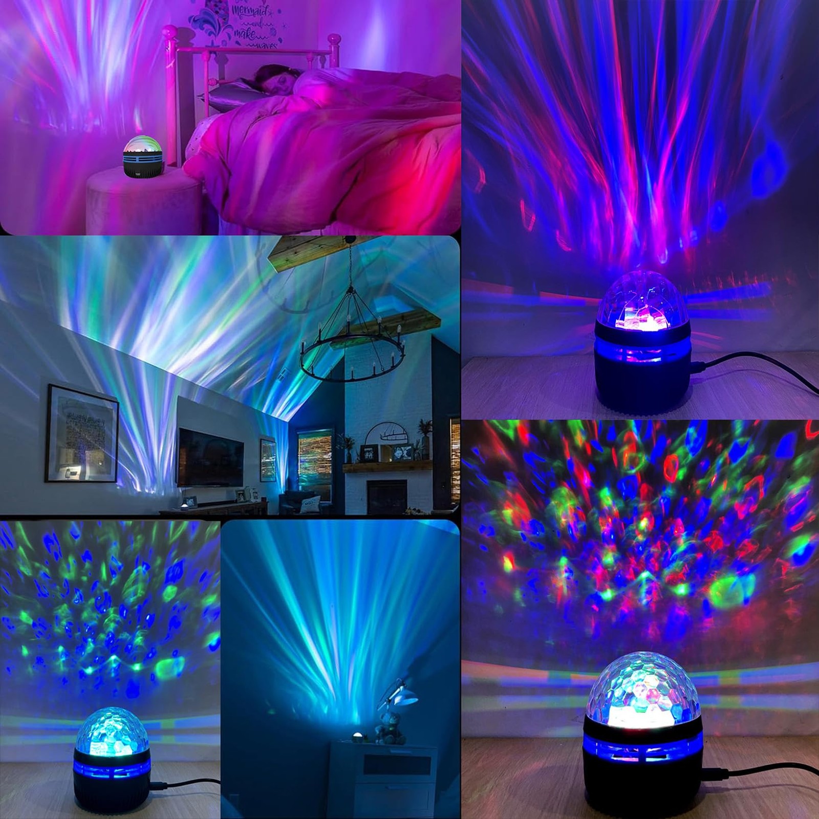Ocean Wave Projector, Light Projector with Remote Control, Night Black