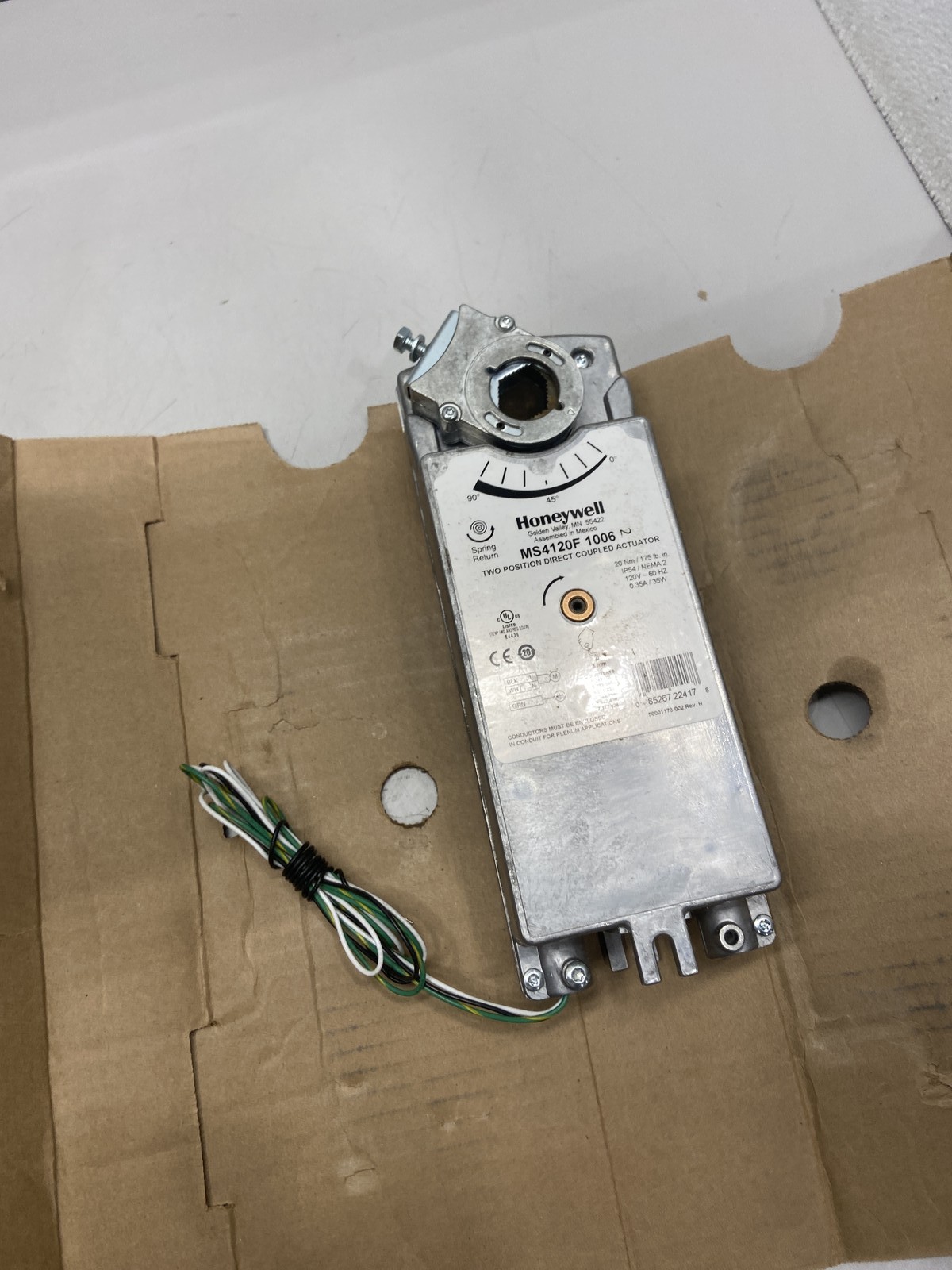Honeywell Two Position Spring Return Direct Coupled Actuator, MS4120F1006