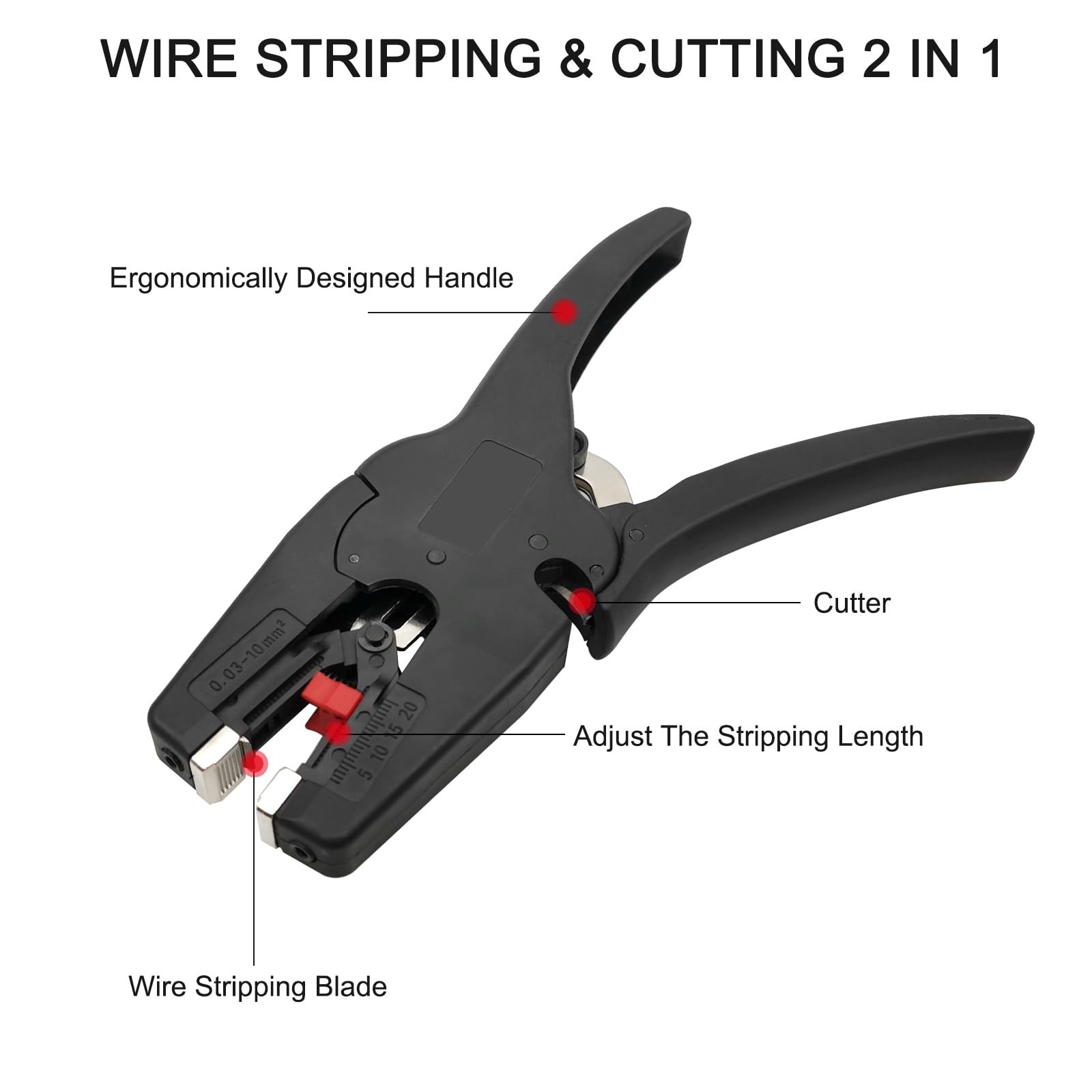 Automatic Wire Stripper/Wire Cutter, 2 in 1 Stripper Tool for 32-7 Black