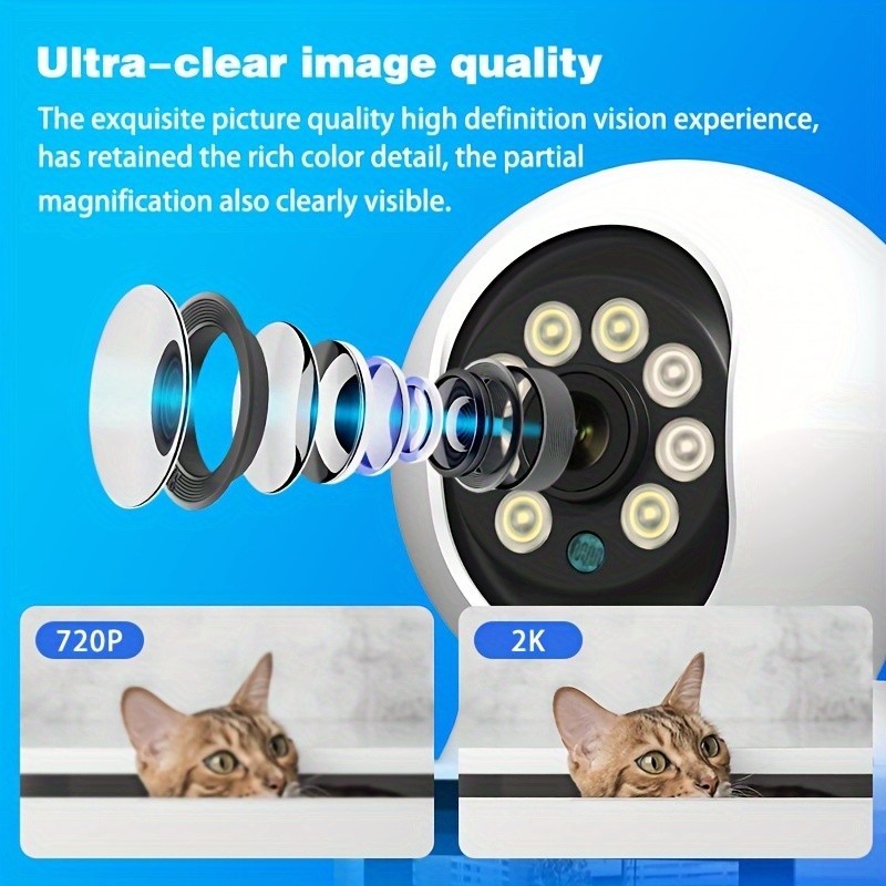 boykeep Wireless 2G WiFi Security Camera 2K Smart Indoor Night Vision Wired Cam