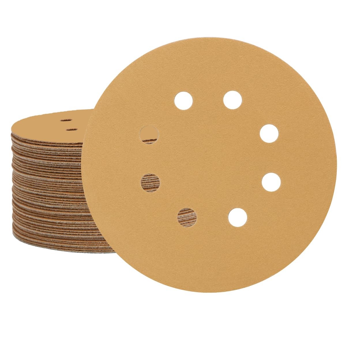50 PCS 5 Inch Sanding Discs Hook and Loop 220Grit, 8 Hole Sand Paper Disc