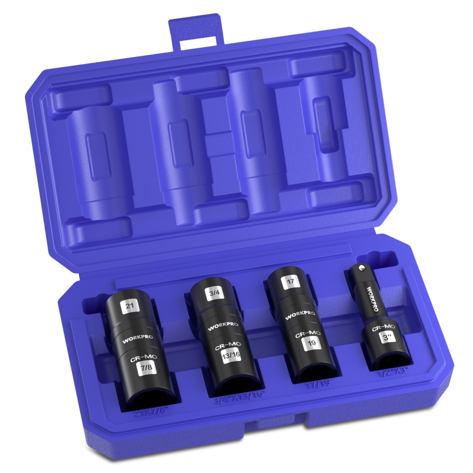 4PCS Impact Socket Set 1/2" Drive, Lug Nut Socket Set Cr-Mo Steel Polished
