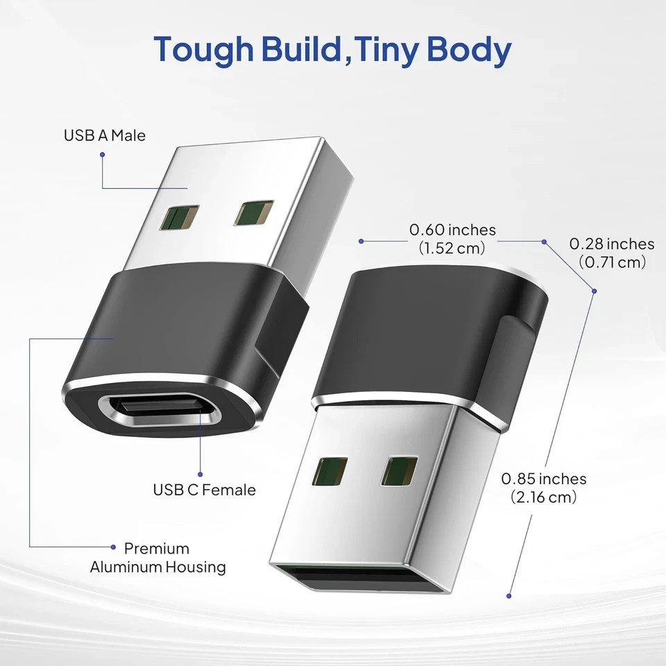 4 Pack USB to USB-C Adapter for iPhone 17/16 Pro Max 15 14 13 12, iPad, Galaxy