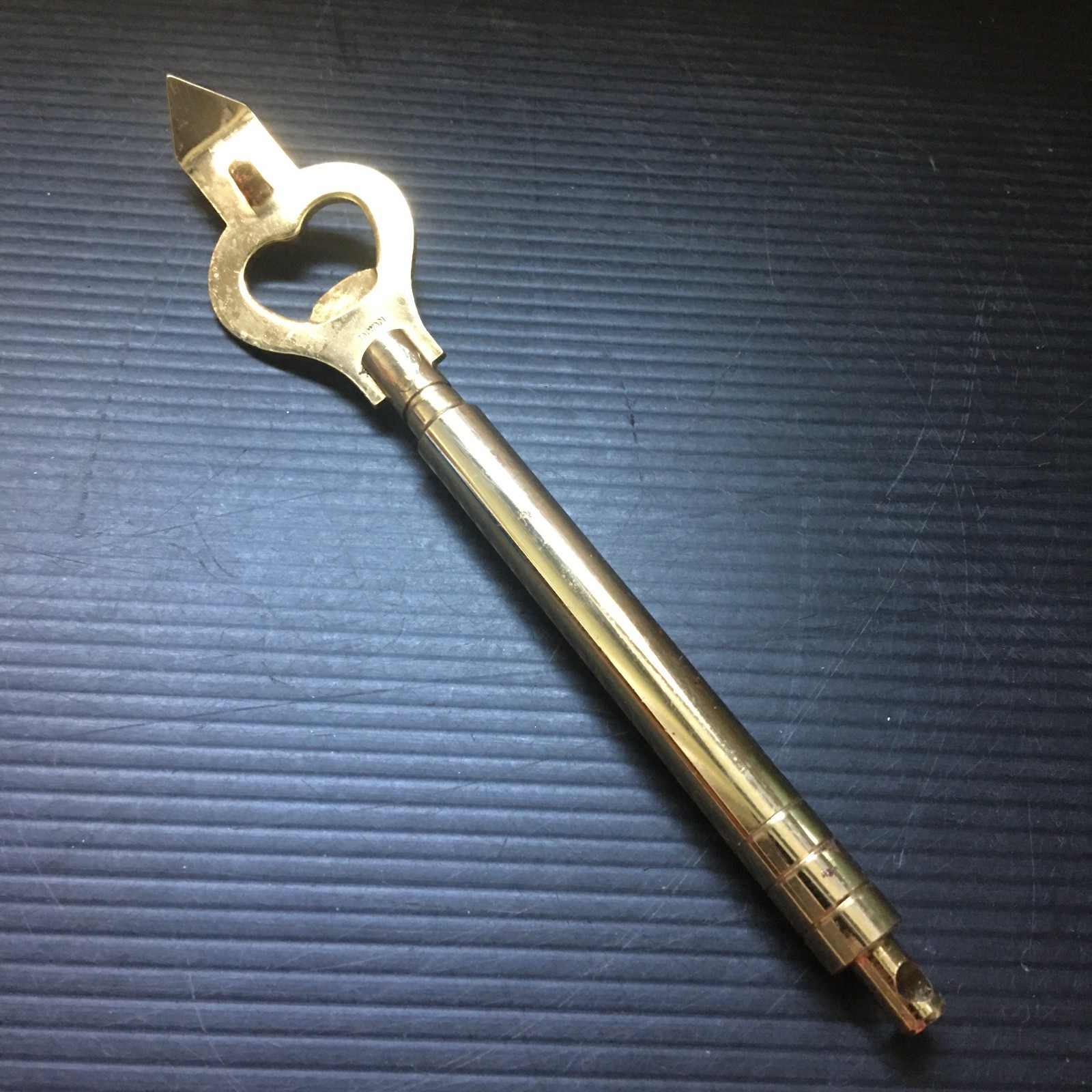 Vintage 1980s Chromed Heart-Shaped Bottle Opener and Can Piercer Made in Taiwan
