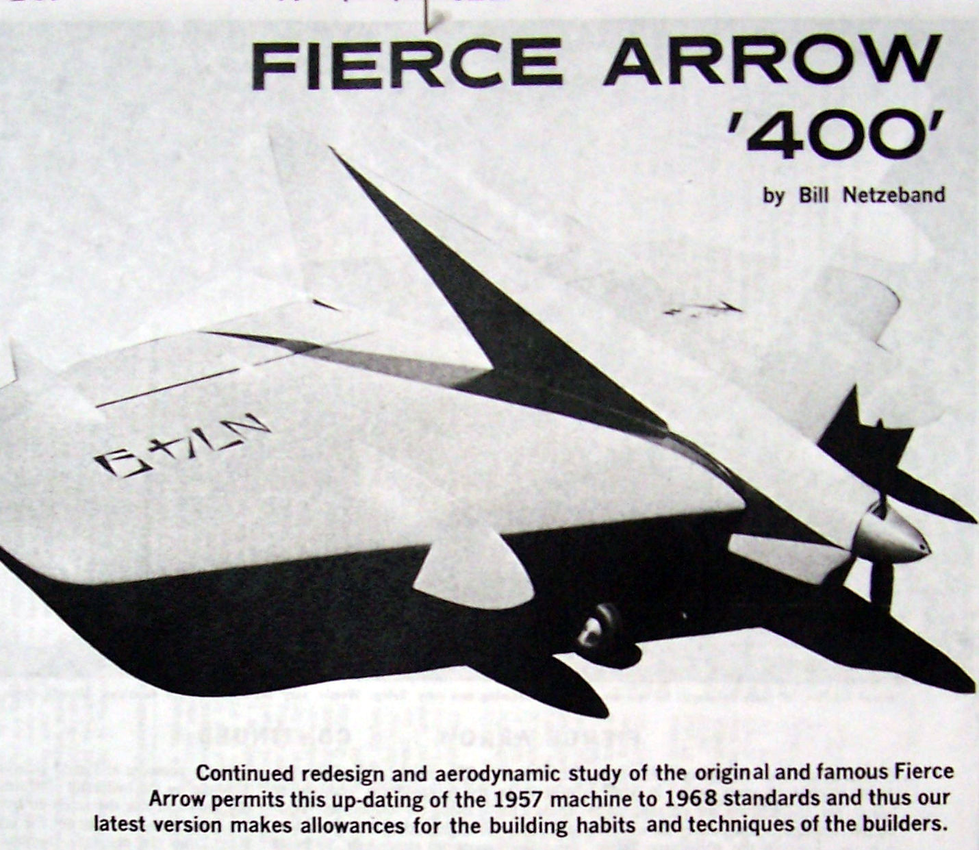 Netzband's FIERCE ARROW 400 PLAN + CONSTRUCTION ARTICLE for 38" Model Airplane