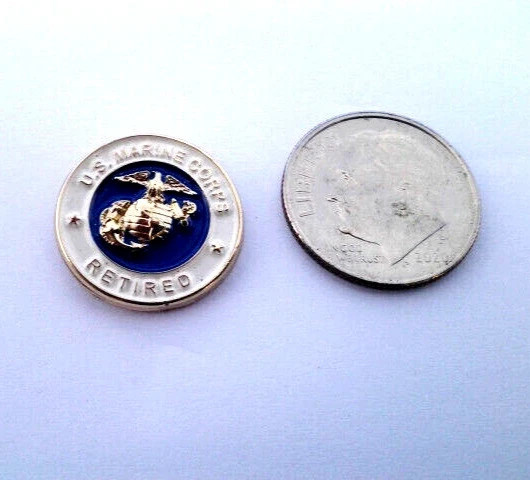 US MARINE CORPS RETIRED (SMALL MINI 5/8" Rd) Military Hat Pin P12336 EE