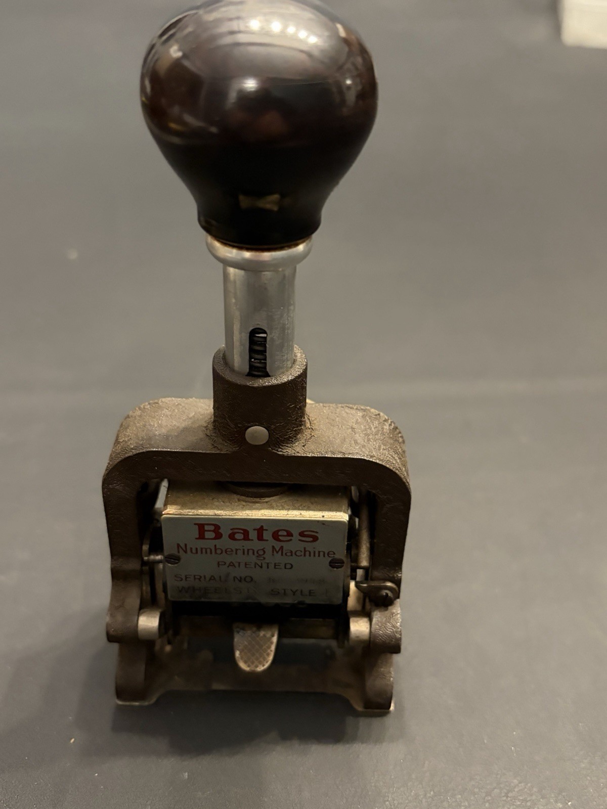 Antique Bates Numbering Machine Style E 6-Wheel Working Serial B603918