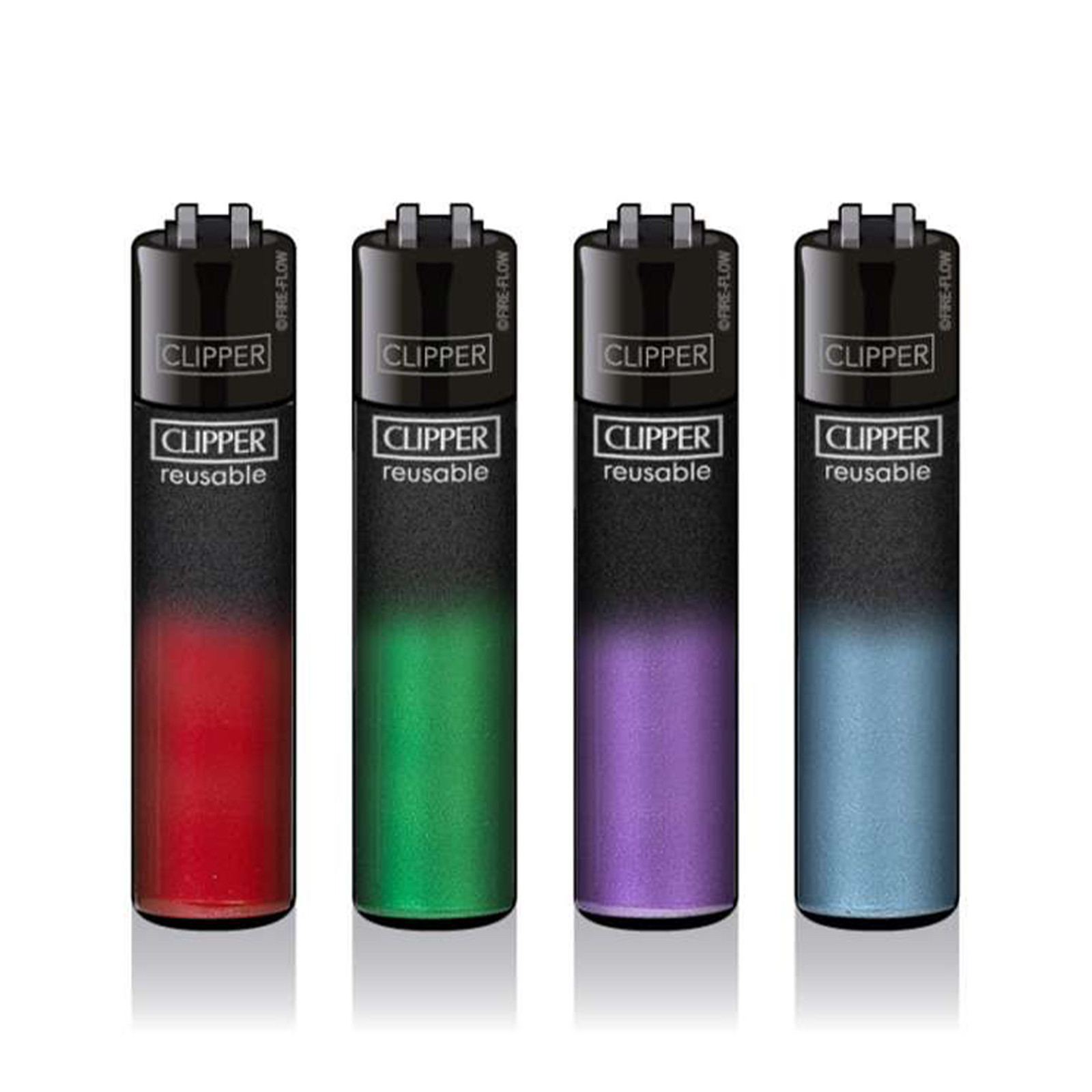 Clipper Micro Lighters - 4 Pack Pre-Filled Removable Flints - Black Crystal