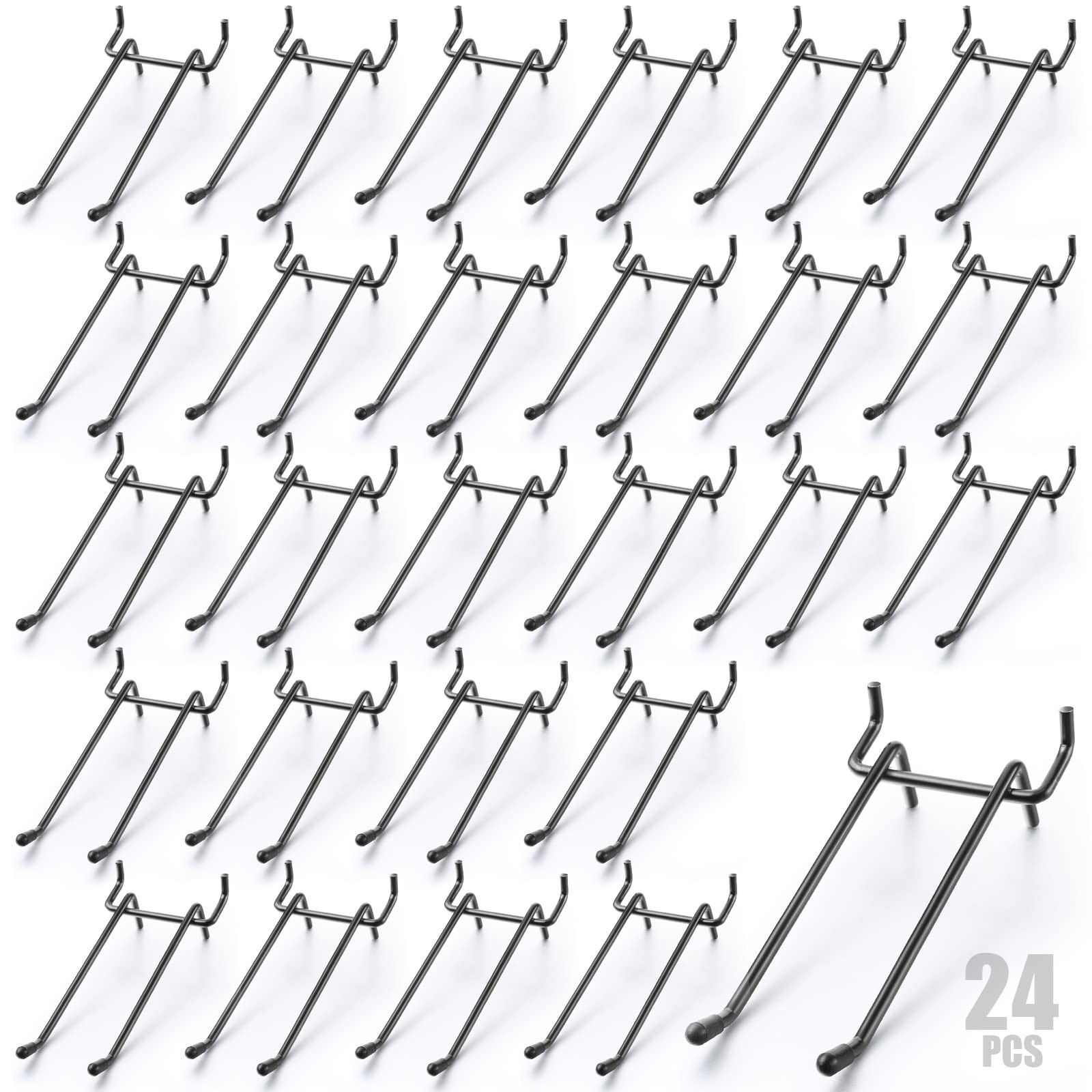 24 PCS Pegboard Hooks Double Arm Straight Peg Garage Tool Storage Fit 1/4 Inch