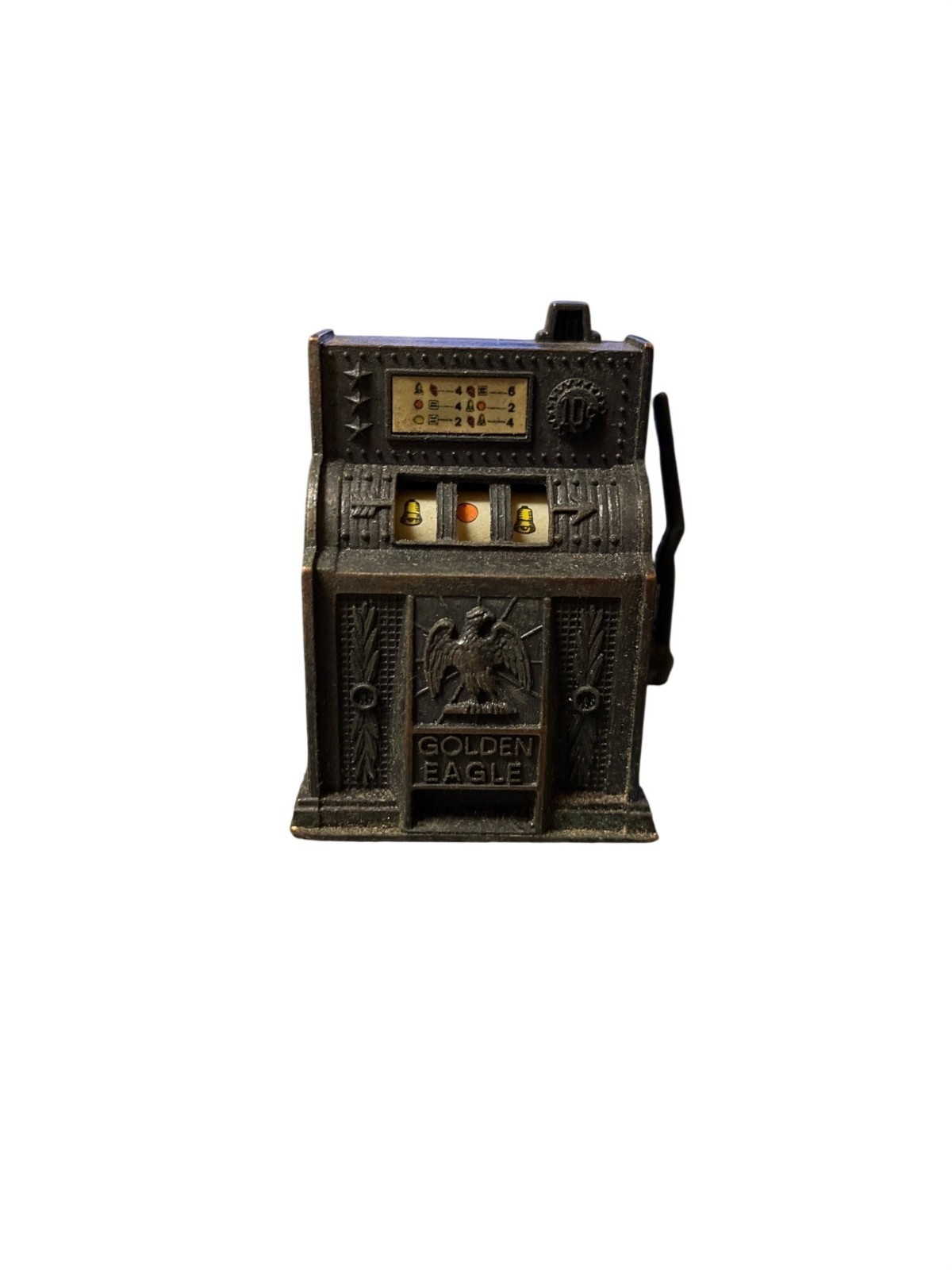 Vintage Die-Cast Metal Golden Eagle Mini Slot Machine Pencil Sharpener
