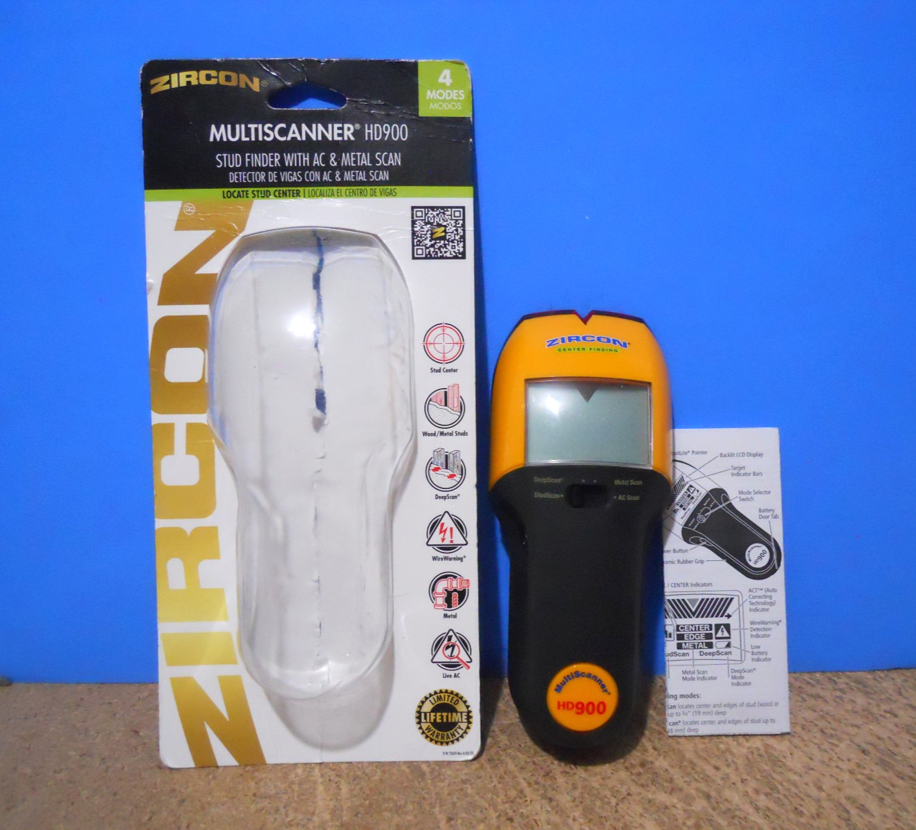 Zircon MultiScanner HD900 Multi-Function Stud Finder Scanner DeepScan Metal Wire
