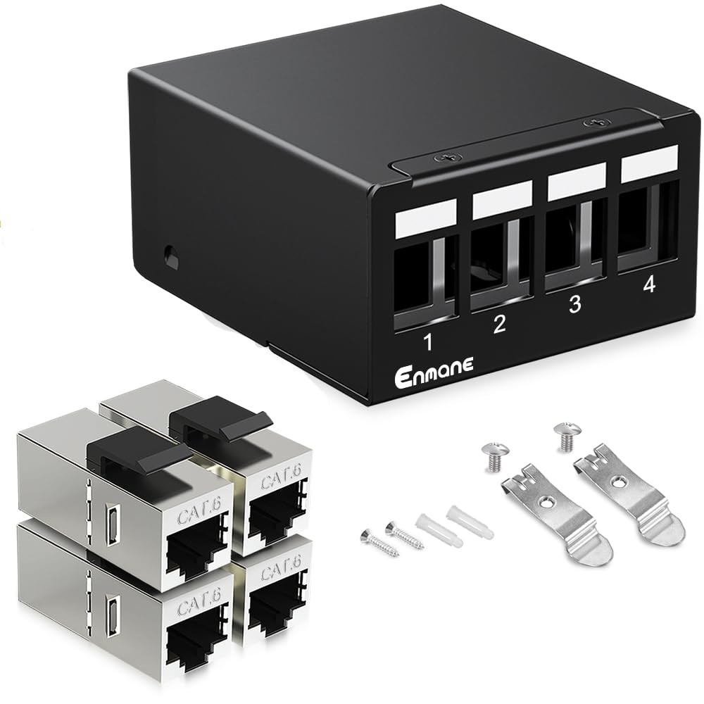 1U 4 Port CAT6 Shielded Keystone Patch Panel Network Desk Home Office Block