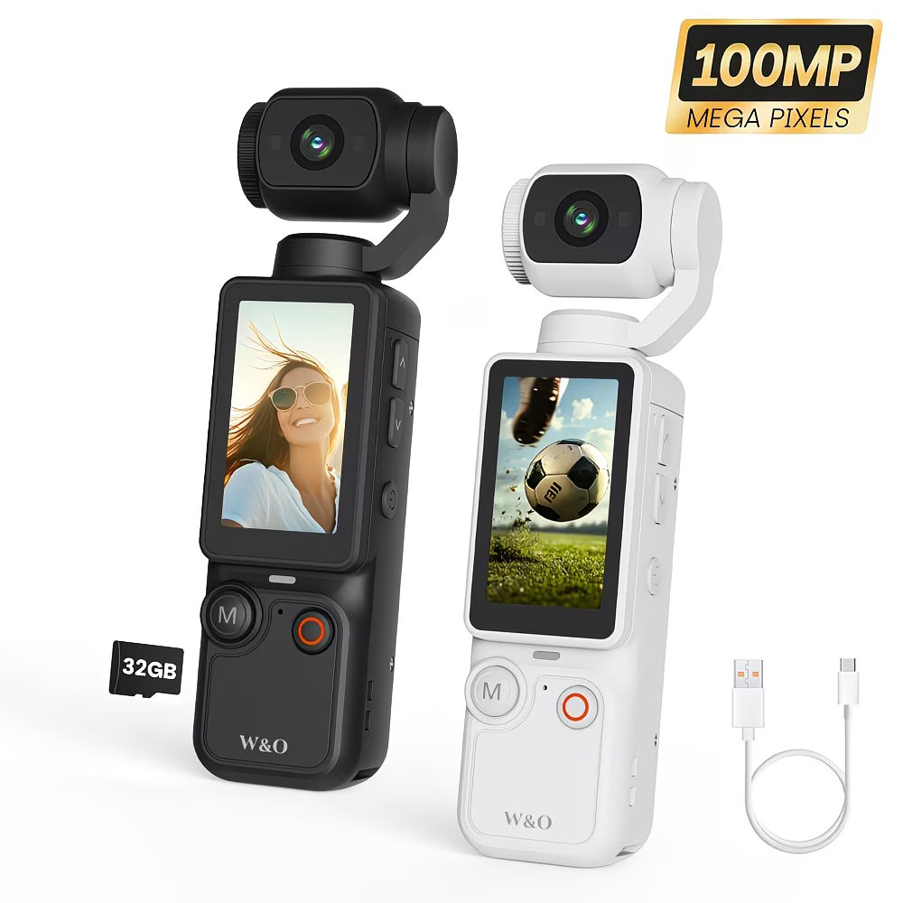 W&O 1080P Mini Body Camera Portable 1.9'' Rotatable Screen & Webcam Vlogging Cam