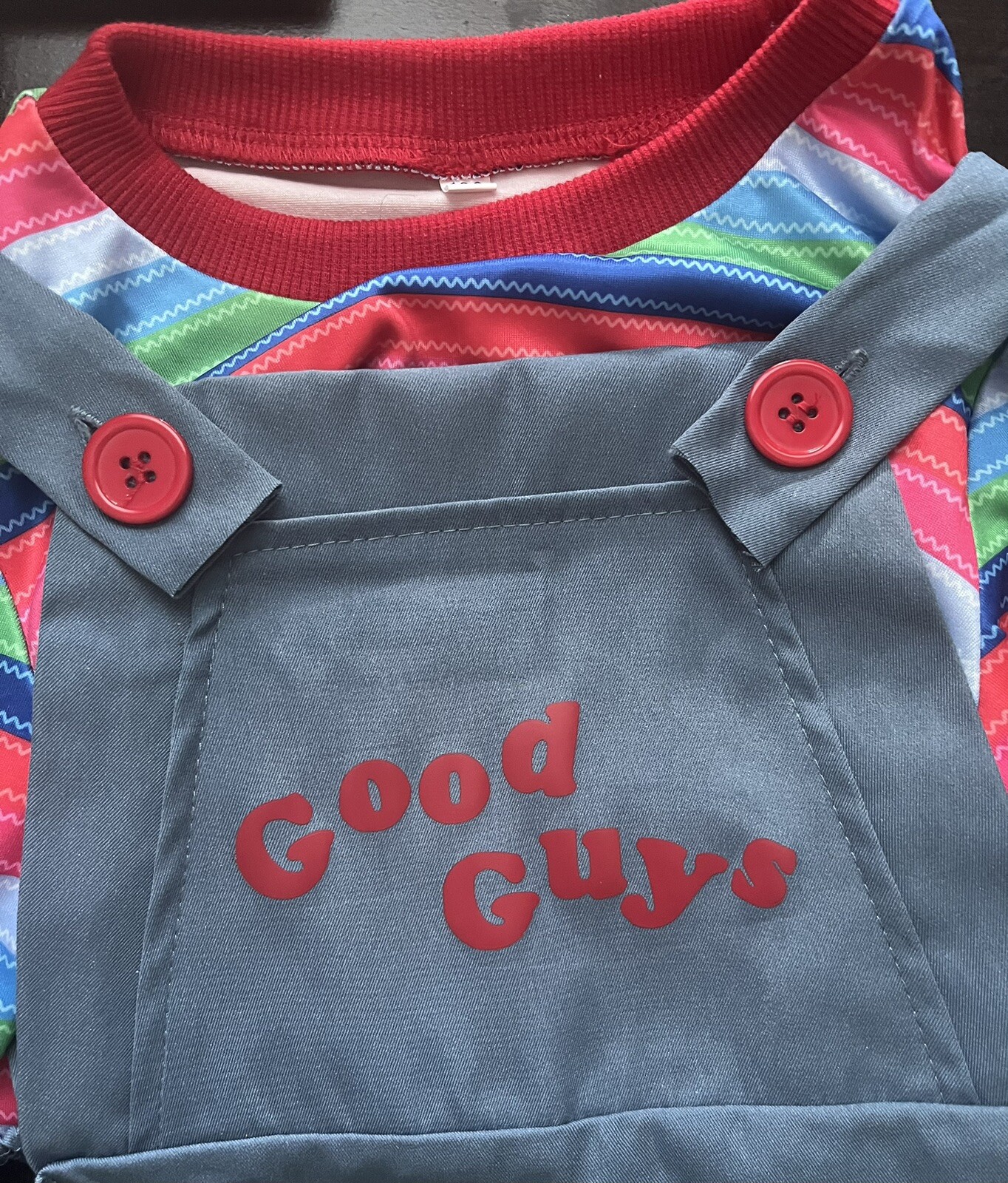 Iron-On “Good Guys” Chucky Red Sticker  4 1/2” X 2” Halloween Costume Decal