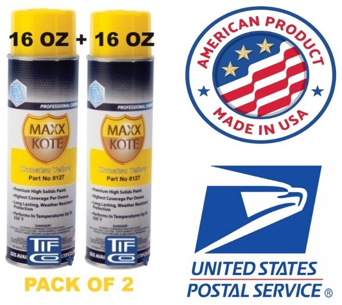 34A-97-31311 KOMATSU YELLOW SPRAY PAINT TOUCH UP  16 0Z X2 TWO PACK  USA 8127