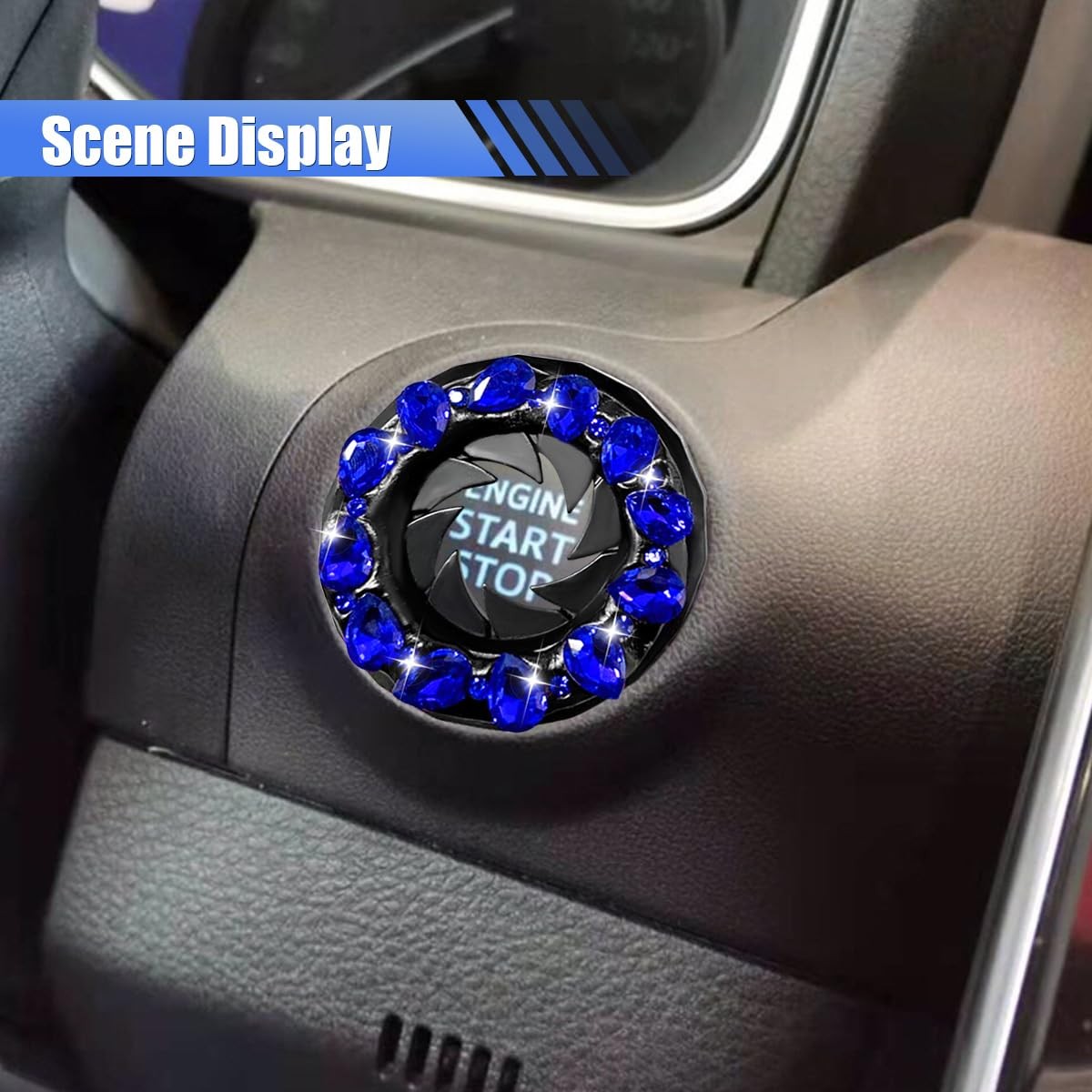 Bling Crystal Car Push Start Button Cover, Shiny Rhinestone Auto Engine Start St