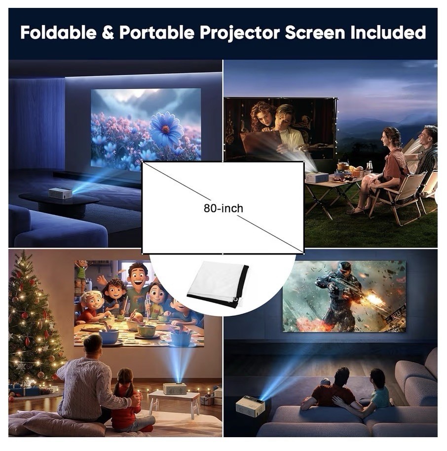 TMY 1080P Full HD Portable MiniProjectorBluetooth Compatible Smartphone/HDMI/USB