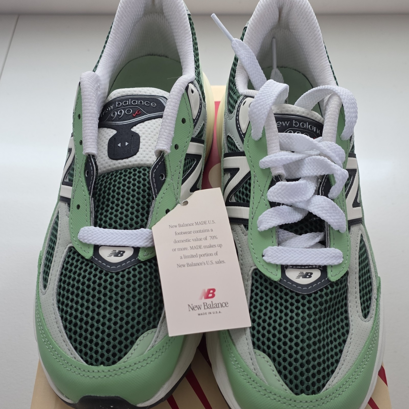 New Balance 990v6 Green Mesh Suede Running Shoes U990AB6 Men's Size 8 D
