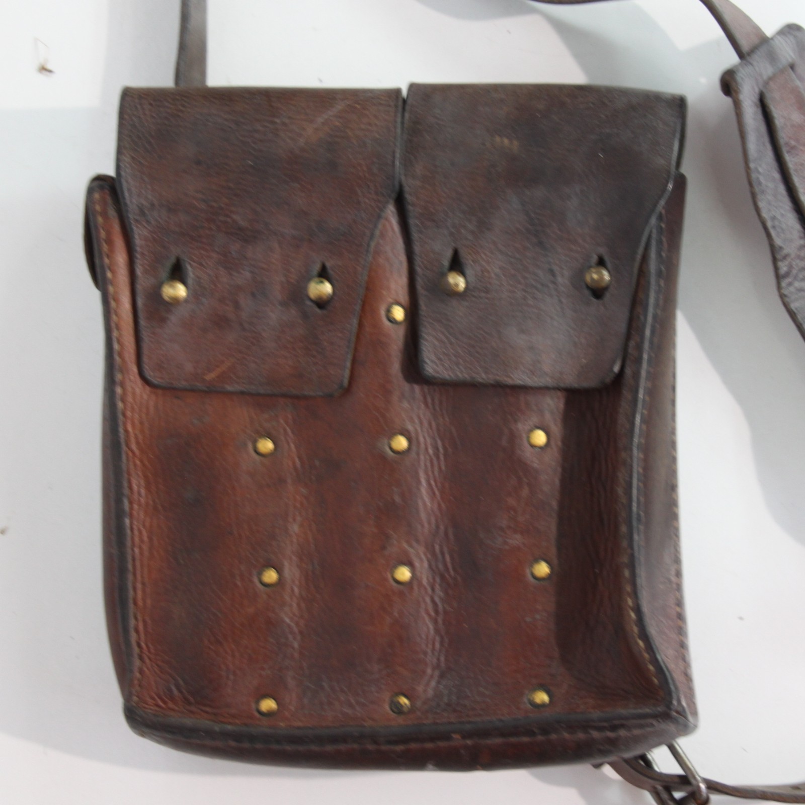 Genuine Surplus French Army IndoChina War Leather Pouch Side Bag (3478)