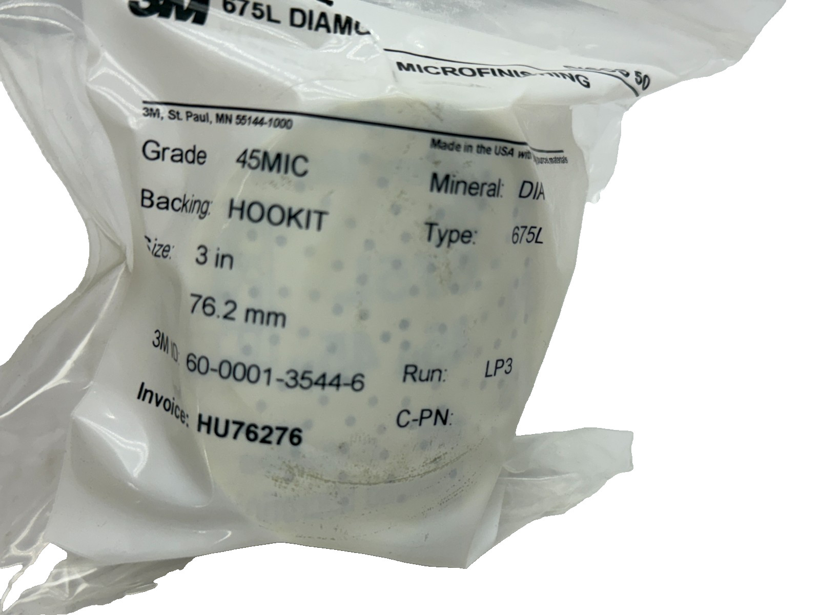 Lot of 50x 3M Hookit 5111908907 Durable Diamond Microfinish 675L, 45 Micron, 3"